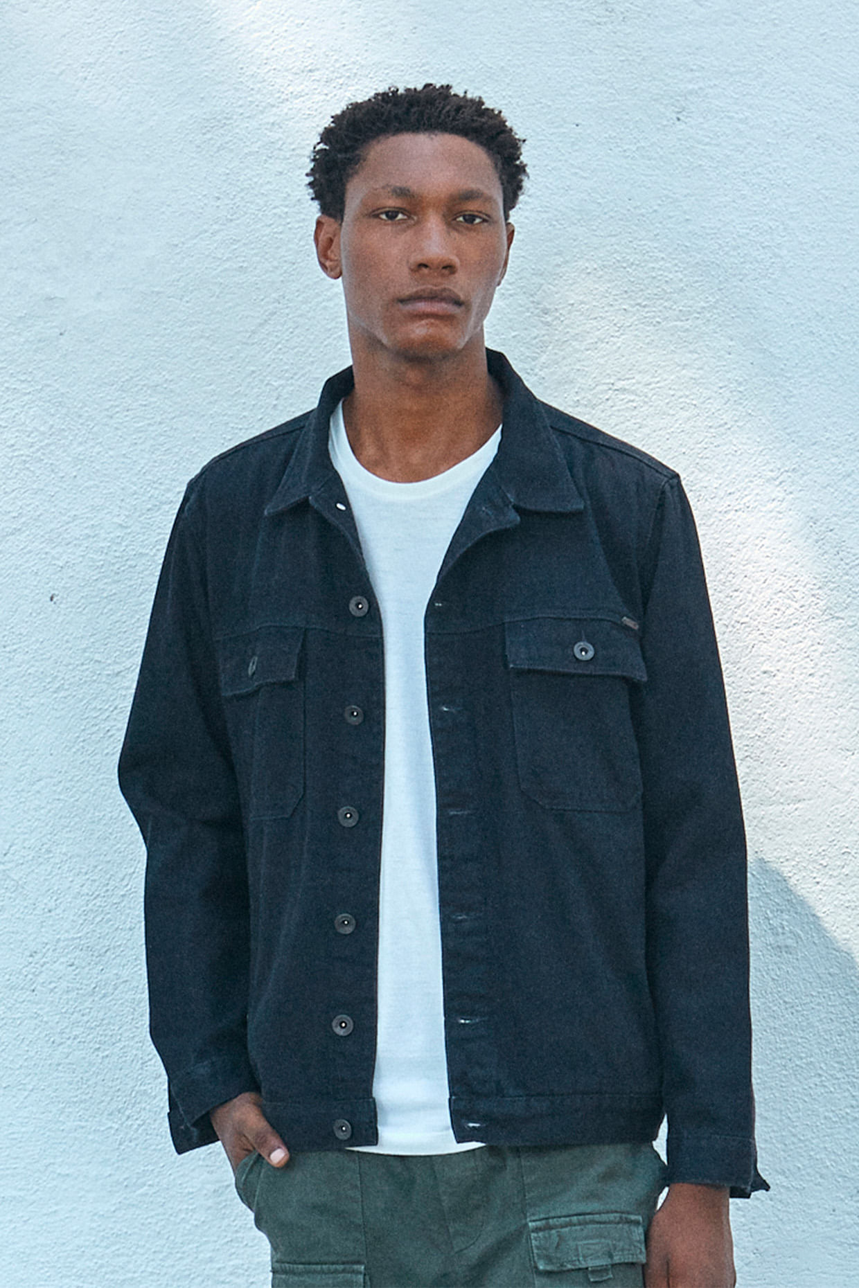 Jaqueta Sarja Casaco Jeans Preto Jaqueta Sarja Black Trucker Armadillo